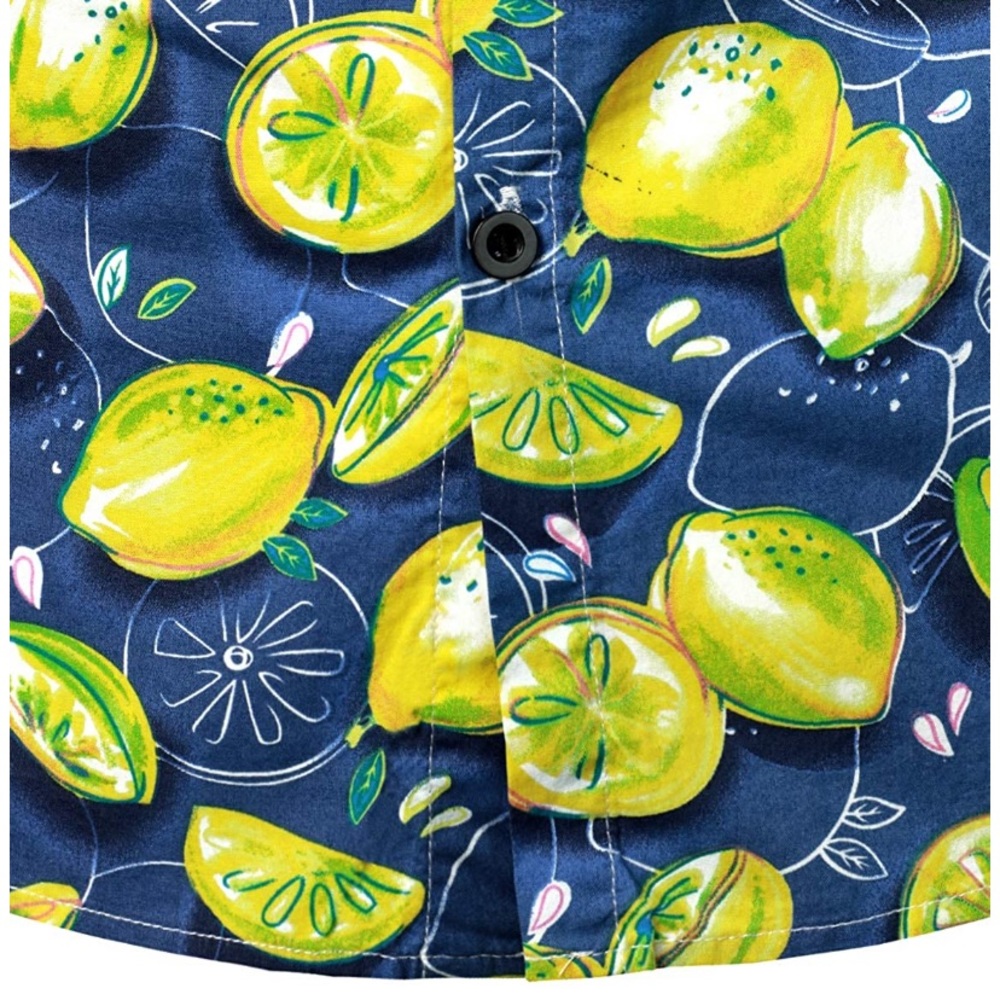Cotton Button DownShort Sleeve Shirt Blue Lemon ๐ - Picture 3 of 7